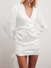 Gardenia Drawstring Wrap Short Dress